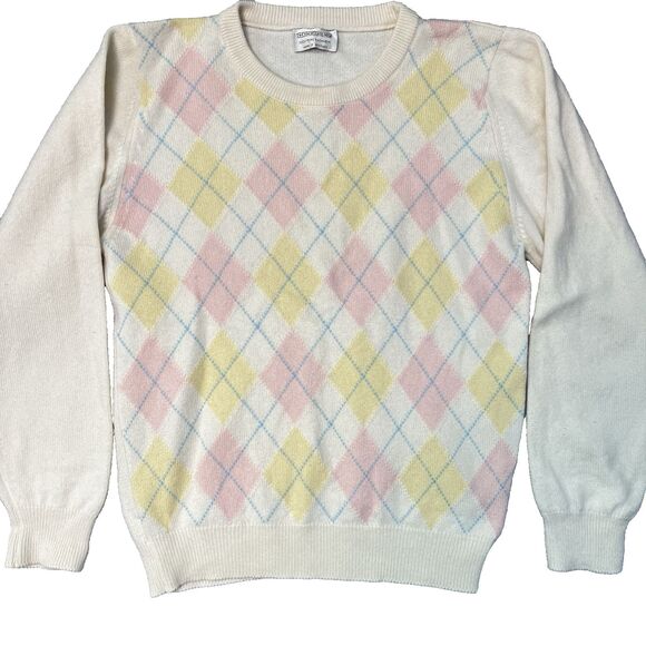 VTG Strathsbey Cashmere Argyle Sweater, Light Acedemia Soft Girl 60s Size M‎ - Picture 1 of 6